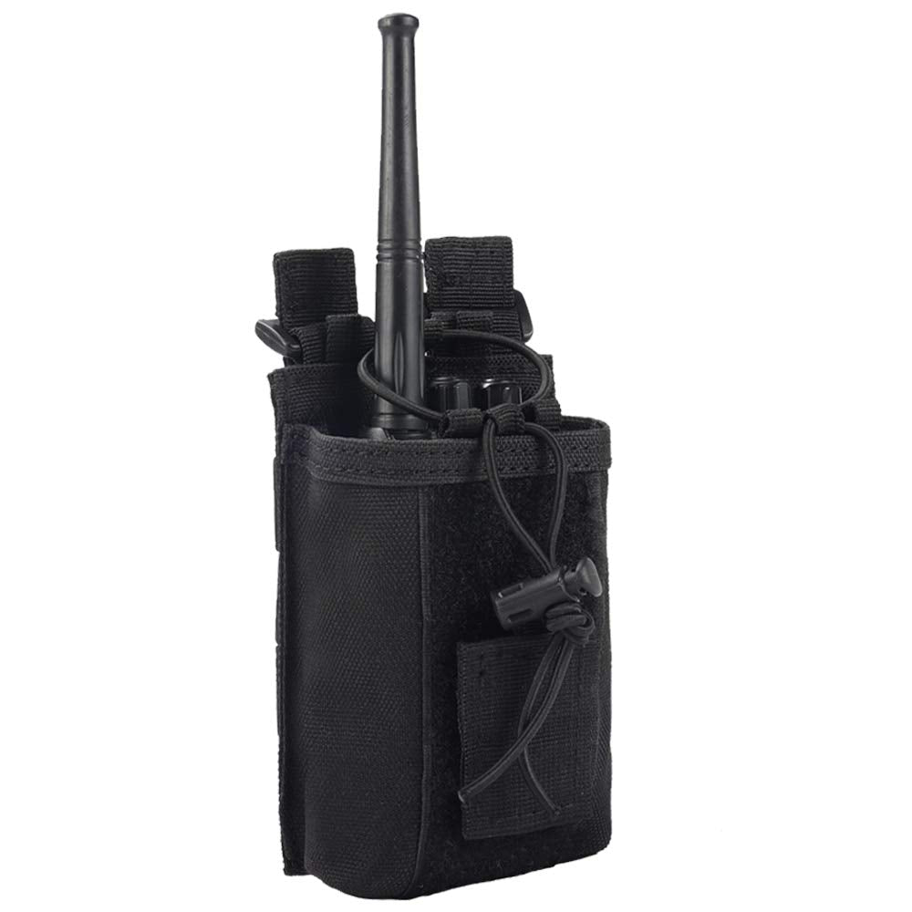 Radio Pouch   1000D Tactical Molle Adjustable Two Way Radios Holder Bag Case For Walkie Talkies (1 Pack Black)