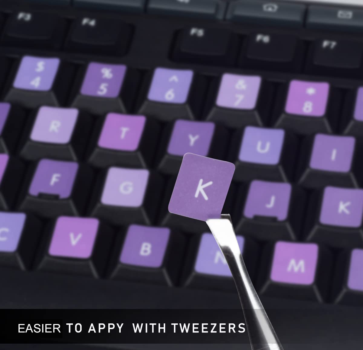 2Pcs English Keyboard Stickers With Tweezer, Universal Keyboard Sticker Purple Background With White Lettering Keyboard Letters