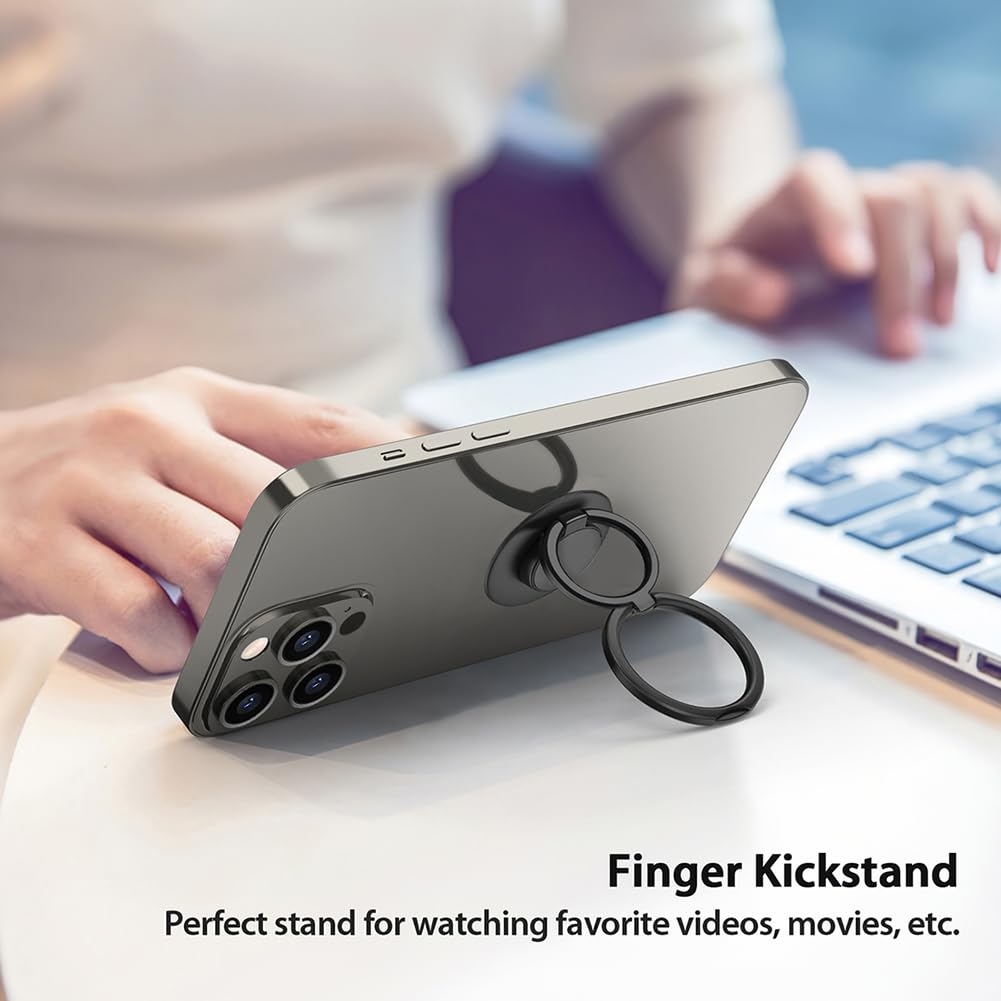 Monidea Phone Grip, Phone Ring Holder Finger Kickstand, Foldable & Adjustable Metal Cell Phone Rings Gripper Stand Work With Mag