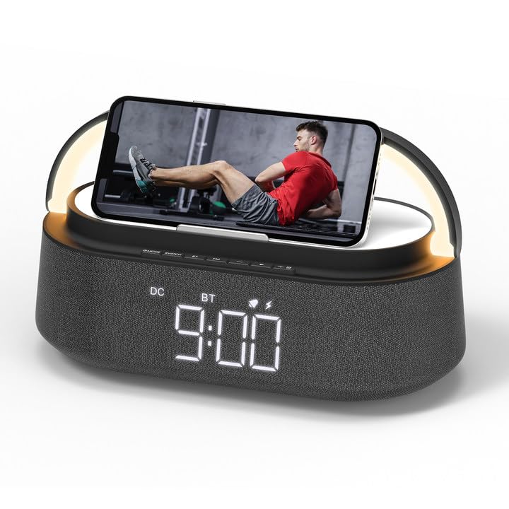 Freefish Bluetooth Speaker With Wireless Charger, Fm Radio, Adjustable Led Night Light, Dual Wireless Speakers, Suitable For Dec