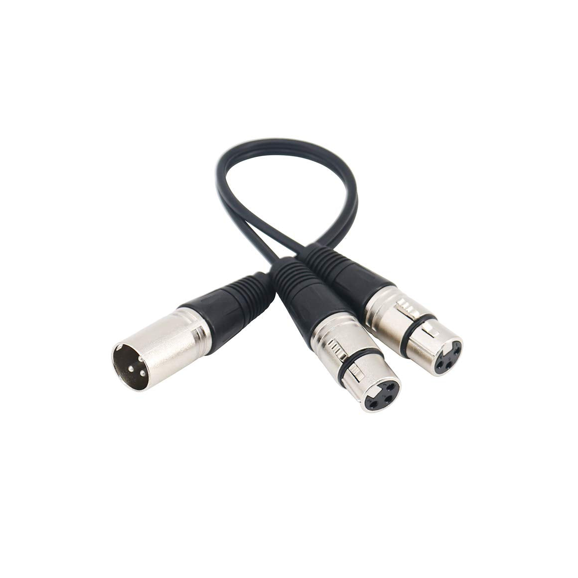 Tan Qy Splitter Xlr Cable 3 Pin Xlr Splitter Y Adapter Male To 2 Female Dmx Cable, Mic Preamp, Splitter Patch Cable (1Ft)