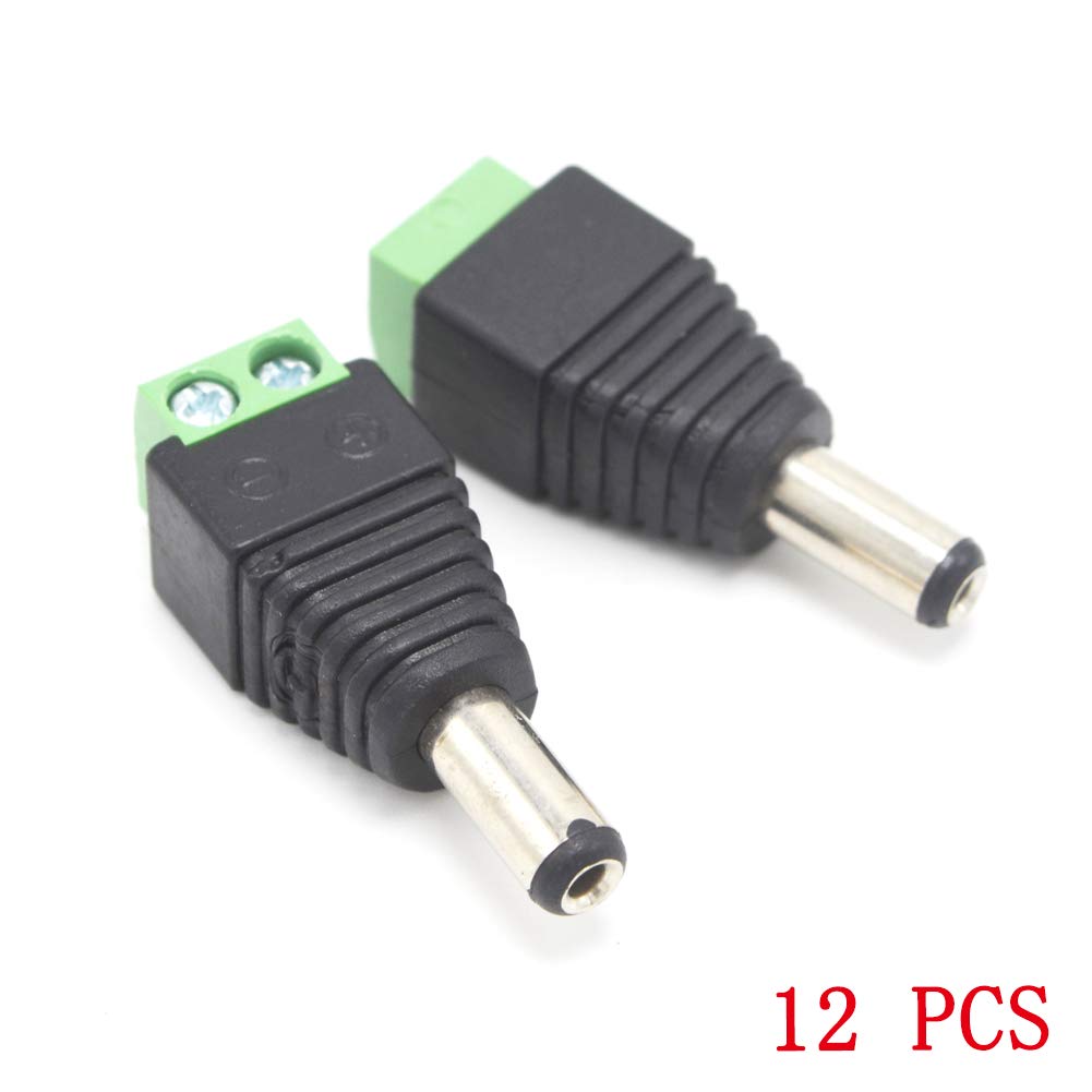 Xenocam 12 Pack 2.1Mm X 5.5Mm Male Cctv Camera Dc Power Adapter Connector