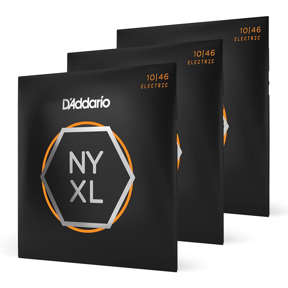 D'Addario Guitar Strings   Nyxl Electric Guitar Strings   Nyxl1046 3P   Unrivaled Strength, Tuning Stability, Enhanced Mid Range   For 6 String Guitars   Made In The Usa   10 46 Regular Light, 3 Pack