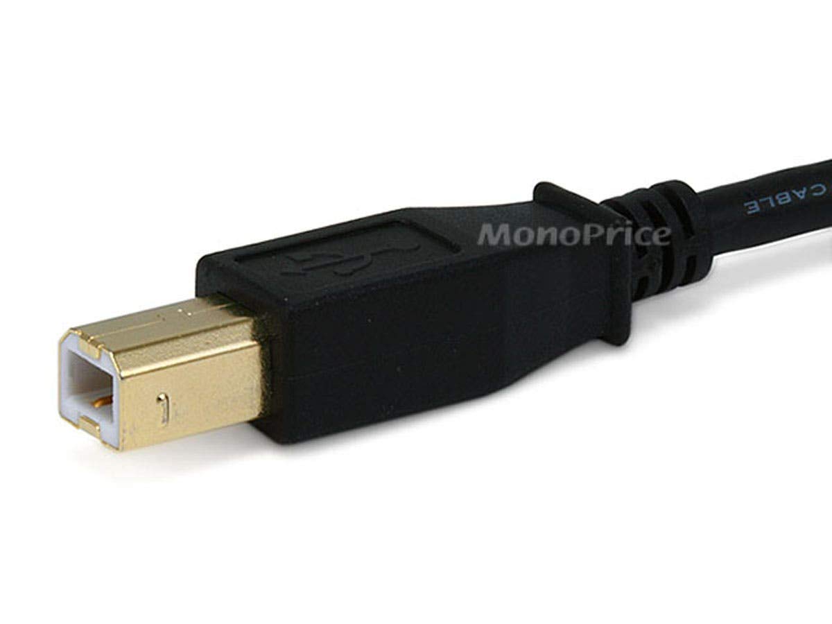 Monoprice Usb A Male To Usb B Male 2.0 Cable   28/24Awg, Shielded, Gold Plated, 3 Feet, Black