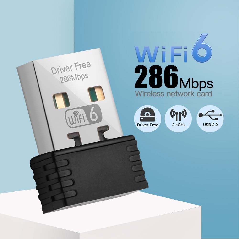 Ax300 Wifi 6 Mini Wifi Adapter,2.4Ghz Only,Driver Free Usb Wifi Dongle,Support Windows 7/8/10/11, Black, Wd Ax286