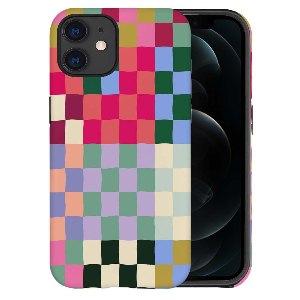 Seized Case Compatible With For Iphone 12,Colorful Checkerboard Phone Case For Girl Women Boy Men,Durable Protection Case For Ip