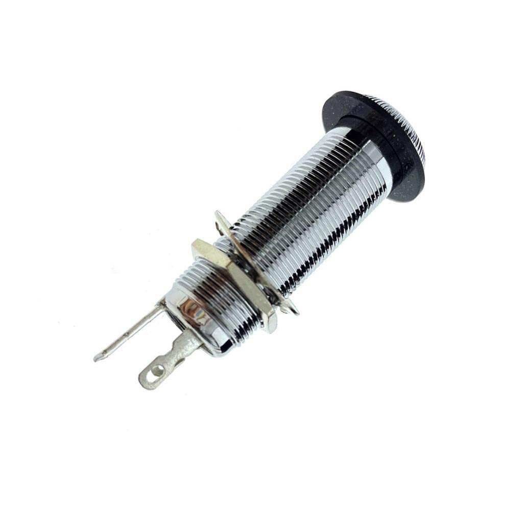 Kaish 6.35Mm Brass Mono Guitar Bass Barrel Jack Socket Cylinder Input Output Jack With 3 Pins Chrome