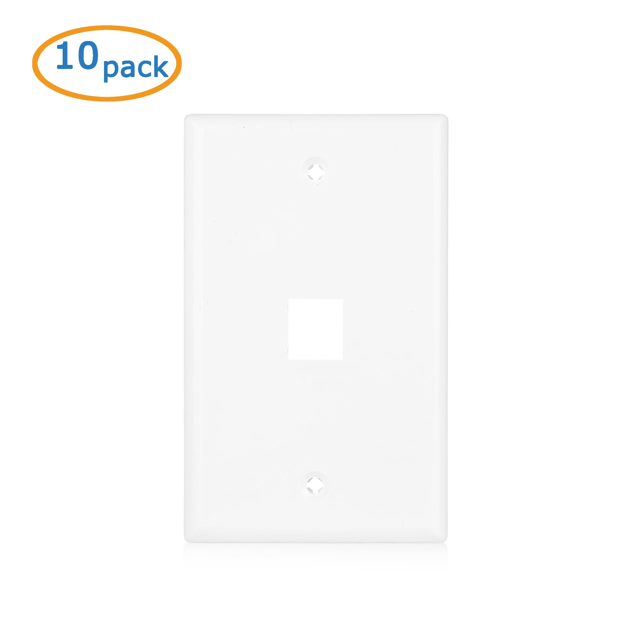 Cable Matters 10 Pack Low Profile 1 Port Keystone Jack Wall Plate, Rj45 Wall Plate For Keystone Jacks In White