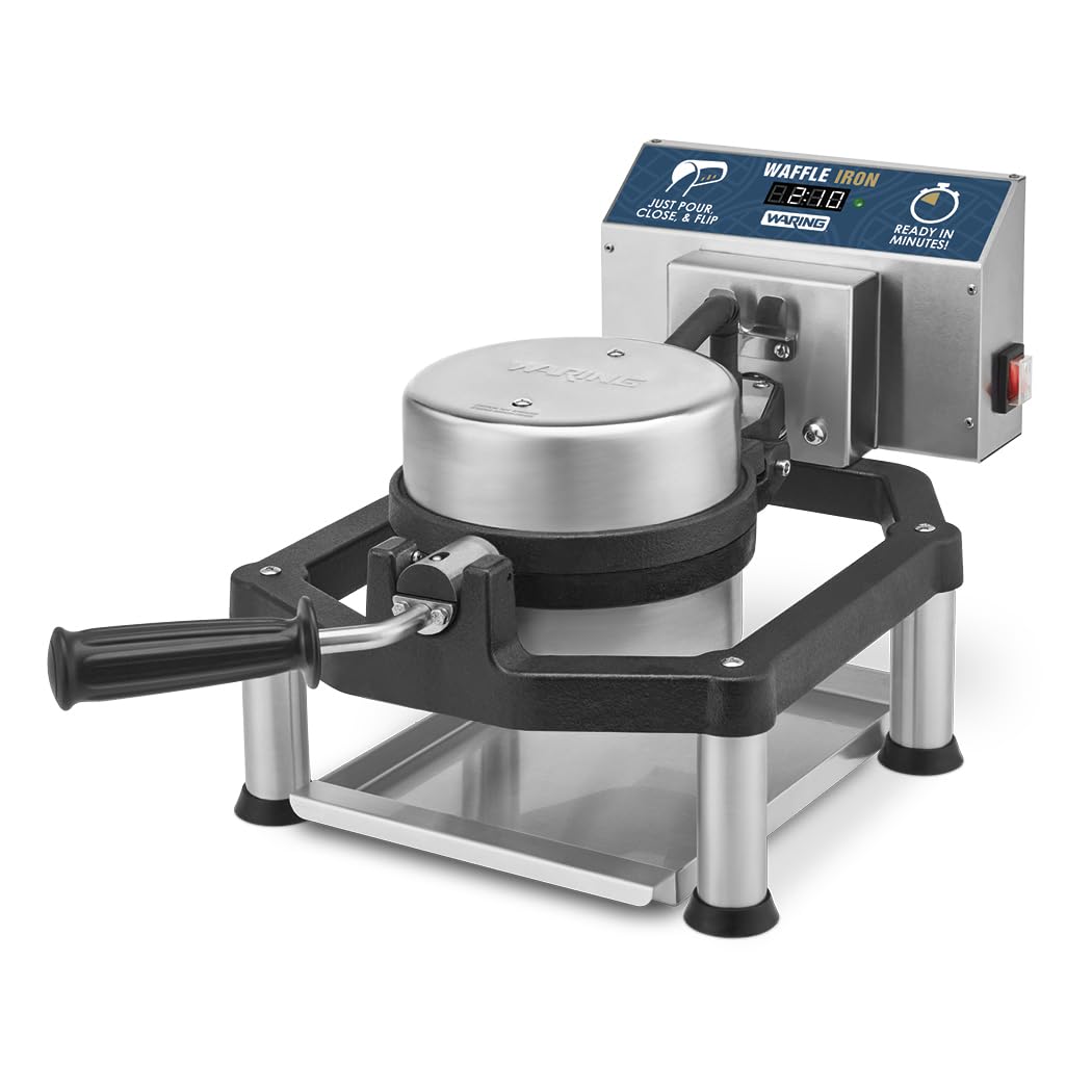 Waring Commercial Heavy-Duty Cast Iron Belgian Waffle Maker, 30 Waffles per Hour, 360 Rotating Design, for High-Volume Restauran