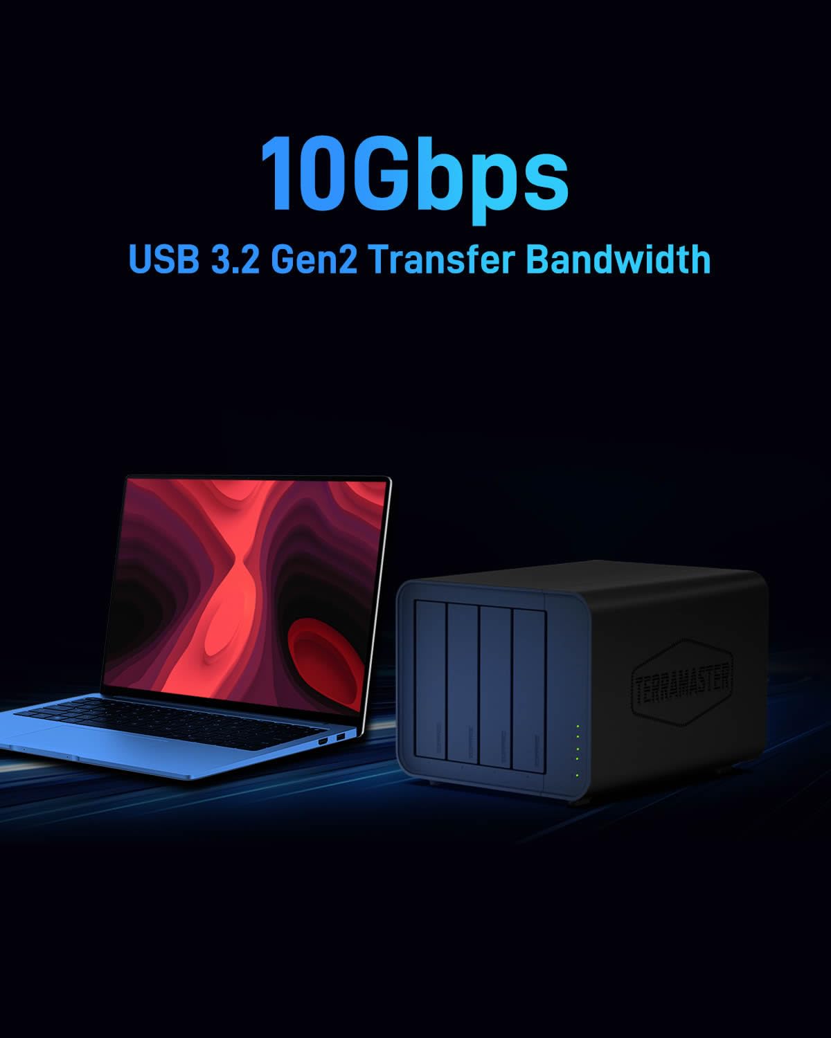 Terramaster D8 Hybrid Hdd Nvme Enclosure Usb 3.2 Gen 2 10Gbps Type C 8Bay Usb Storage Supports Raid 0/1/Single/Jbod Exclusive 2+
