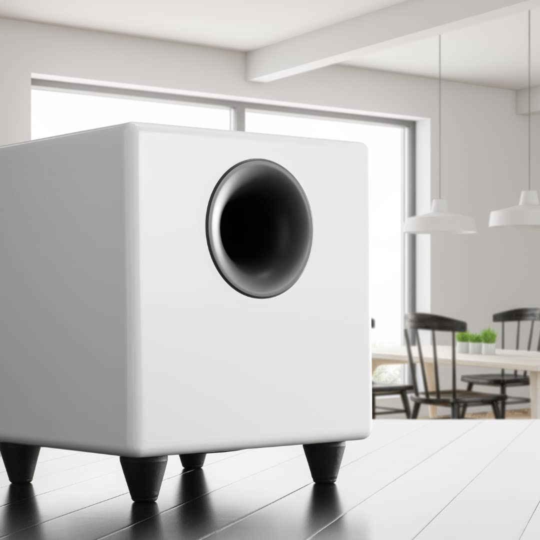 Audioengine S8 8' 250W Powered Home Audio Subwoofer Speaker   Built In Amplifier And Dual Audio Inputs   White