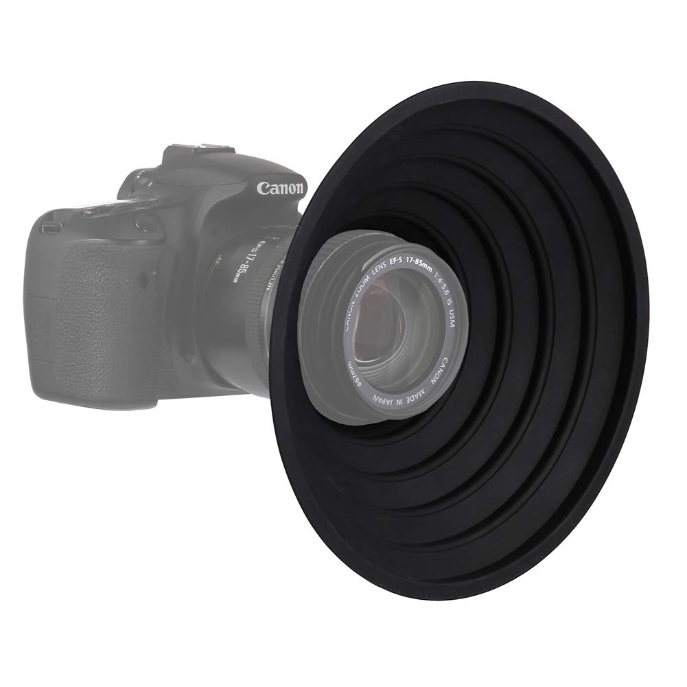 Easy Hood Lens Hood For Nikon Canon Pentax Sony 70 90Mm Camera Lens, Ultimate Anti Glass Anti Reflective Silicone Collapsible Le