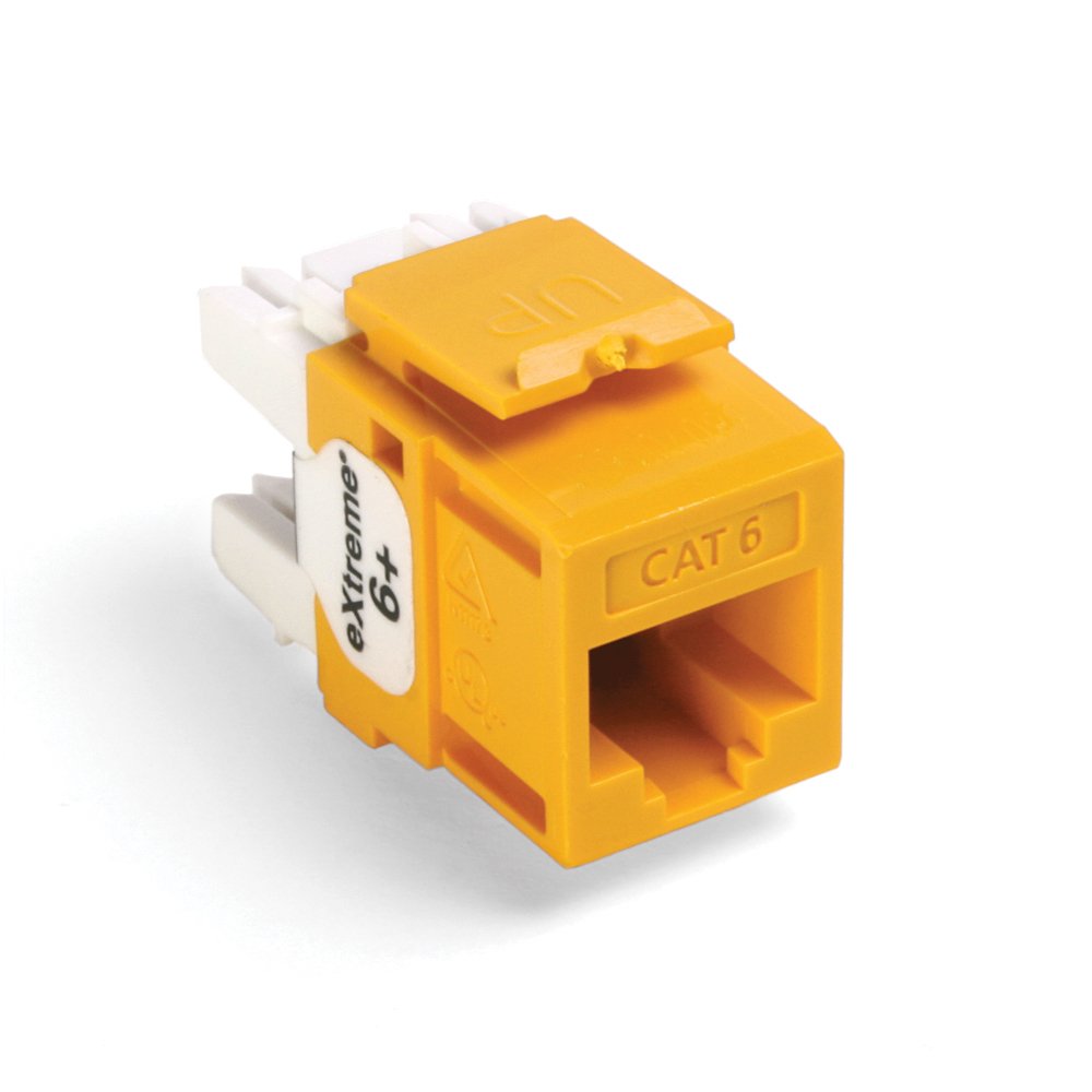 Leviton 61110 BY6 Extreme 6+ QuickPort Connector, CAT 6, Yellow, 25 Pack