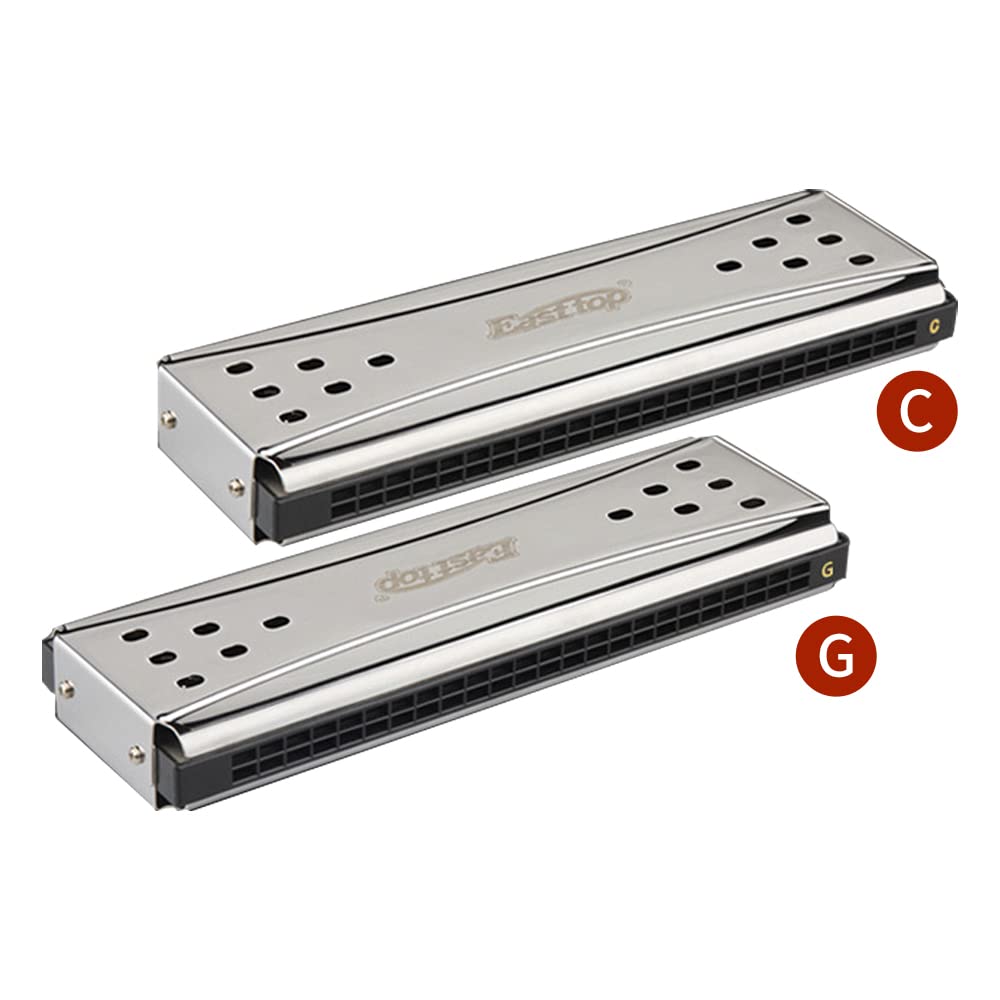 Selected Reeds 24Holes Double Sided Double Tone Harmonica, Advanced C Tone G Tone Polyphonic Harmonica For Beginners, Adults And