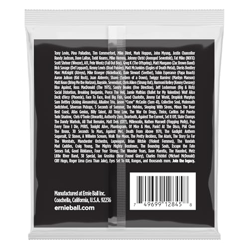 Ernie Ball Extra Slinky Stainless Steel Bass Guitar Strings, 40 95 Gauge (P02845)