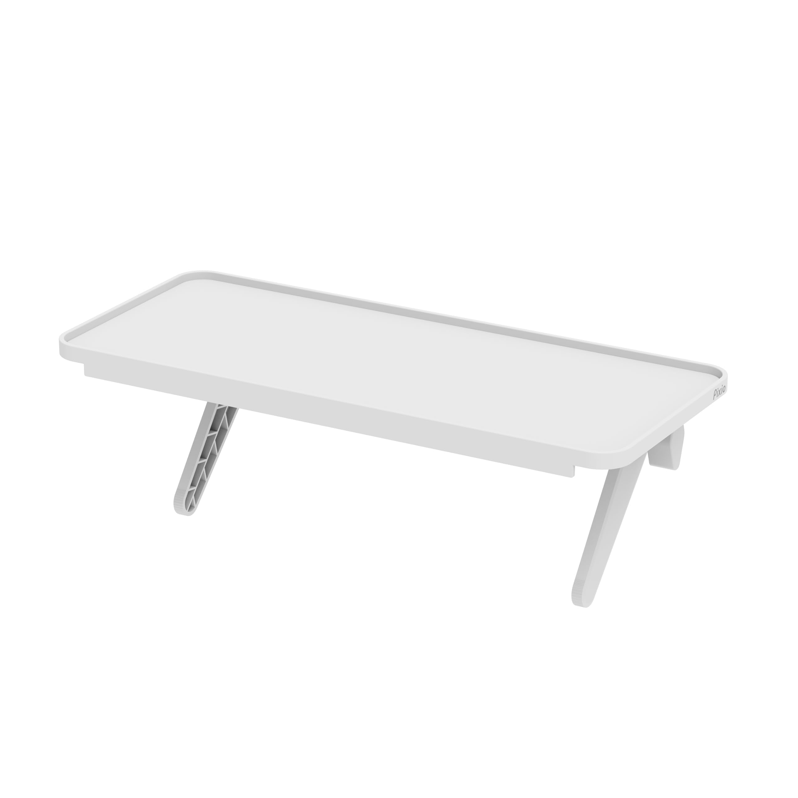 Pixio 12 inch White Monitor Storage Top Shelf  Adjustable Platform, Universal Fit, Holds Up to 13lbs, Works on TV, Flat, Curved