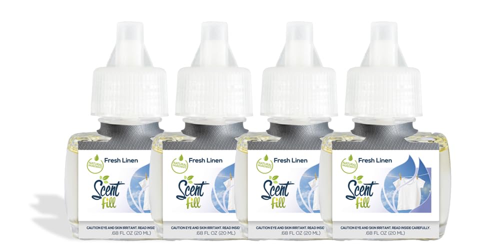 Scent Fill Fresh Linen Plug In Air Freshener, 4 Scented Oil Refills