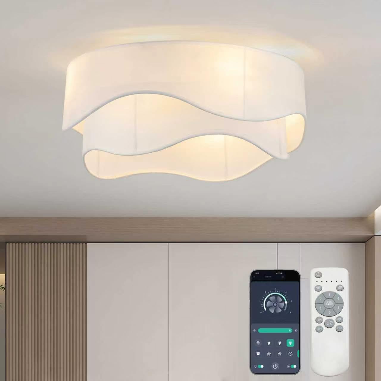 XINGSIYUELYX Flush Mount Ceiling Fan with Lights, 20 Low Profile Boho Ceiling Fan with Light Remote Control, Caged with 6 Speeds
