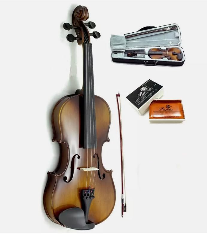 SKY Solid Wood 1/16 Size Kid Violin with Lightweight Case, Brazilwood Bow and Rosin Natural Brown Color