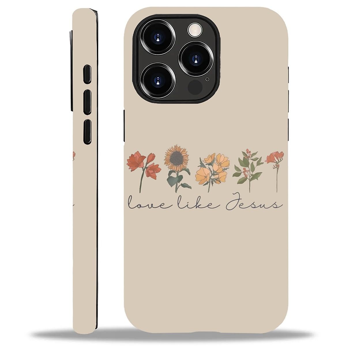 WANKBLC Compatible with iPhone 12 Pro Max Matte Case, Love Like Jesus Religious Faith Flower Pattern for Girl Full Body Design S