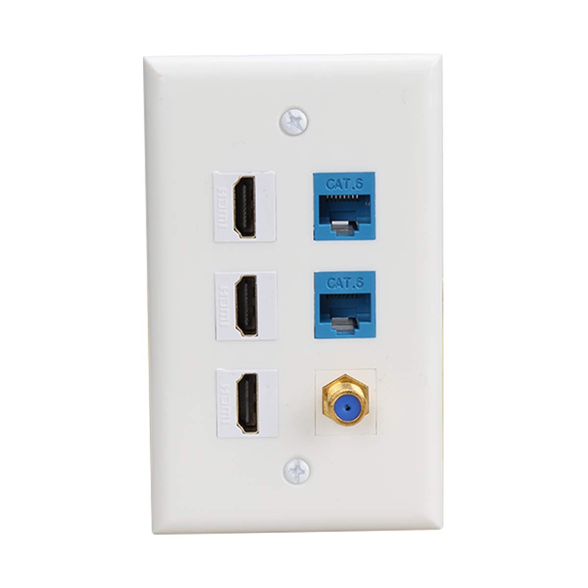 3 Hdmi Keystone Wall Plate,Phizli Cat 6 Keystone Coax Cable Tv F Type Wall Plate Female Female Faceplate