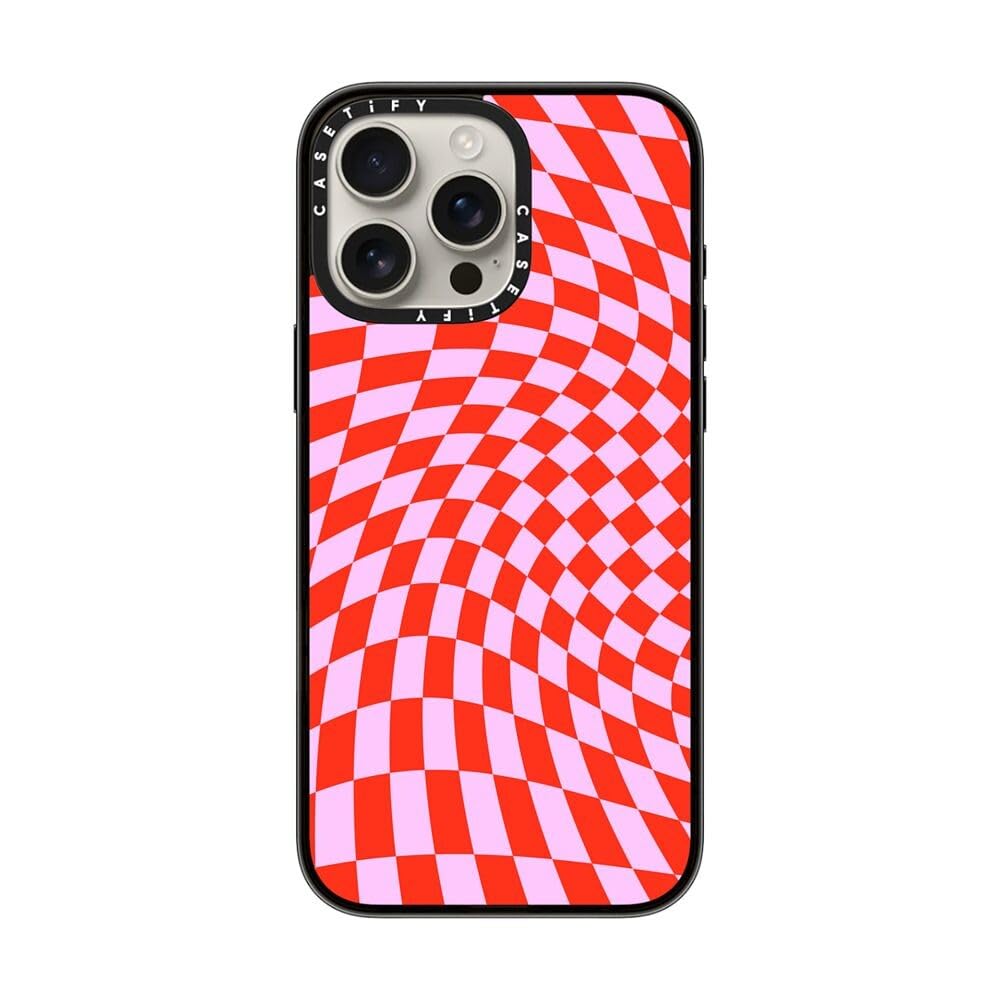 Casetify Compact Case For Iphone 16 Pro Max [Lightweight / 4 Ft. 2X Military Grade Drop Protection/Slim]   Strawberry Checkers