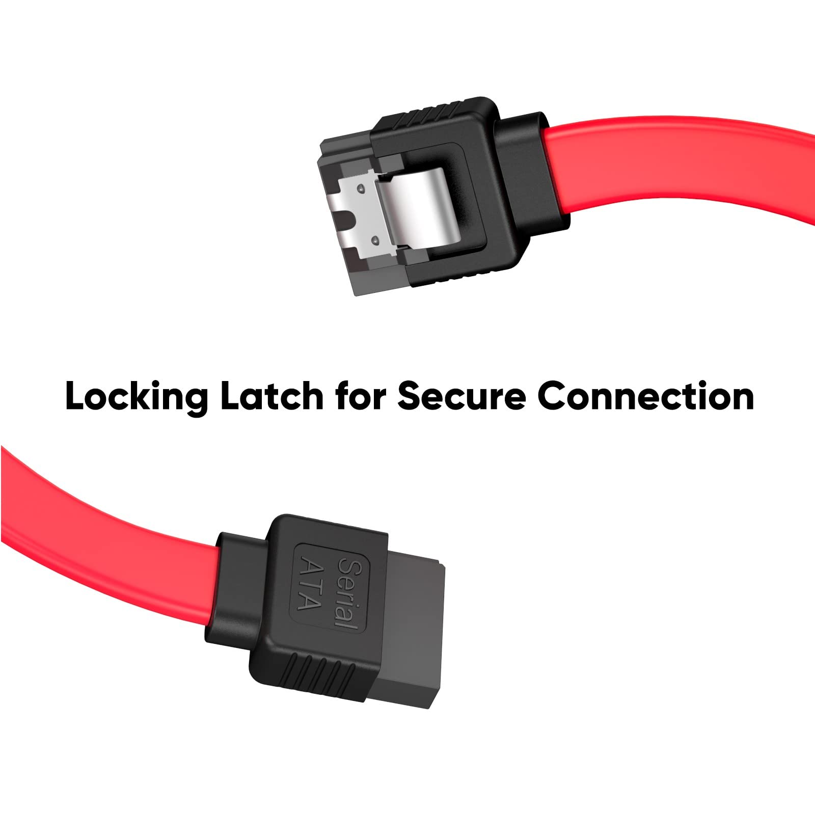 Cablecreation Sata Iii Cable, [5 Pack] 18 Inch Sata Iii 6.0 Gbps 7Pin Female To Female Data Cable With Locking Latch, Red