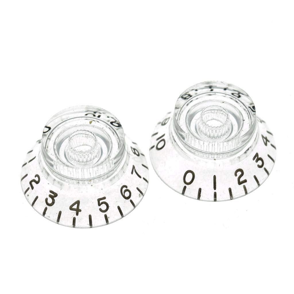 Dopro 2Pcs Usa(Imperial) Lp Guitar Bell Knobs 24 Fine Splines Top Hat Knobs For Usa Les Paul With Cts Pots Clear