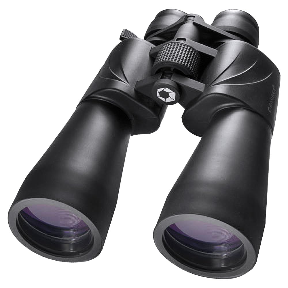 BARSKA 12-60x70 Escape Zoom Binoculars with Tripod Adapter (Green Lens) , Black