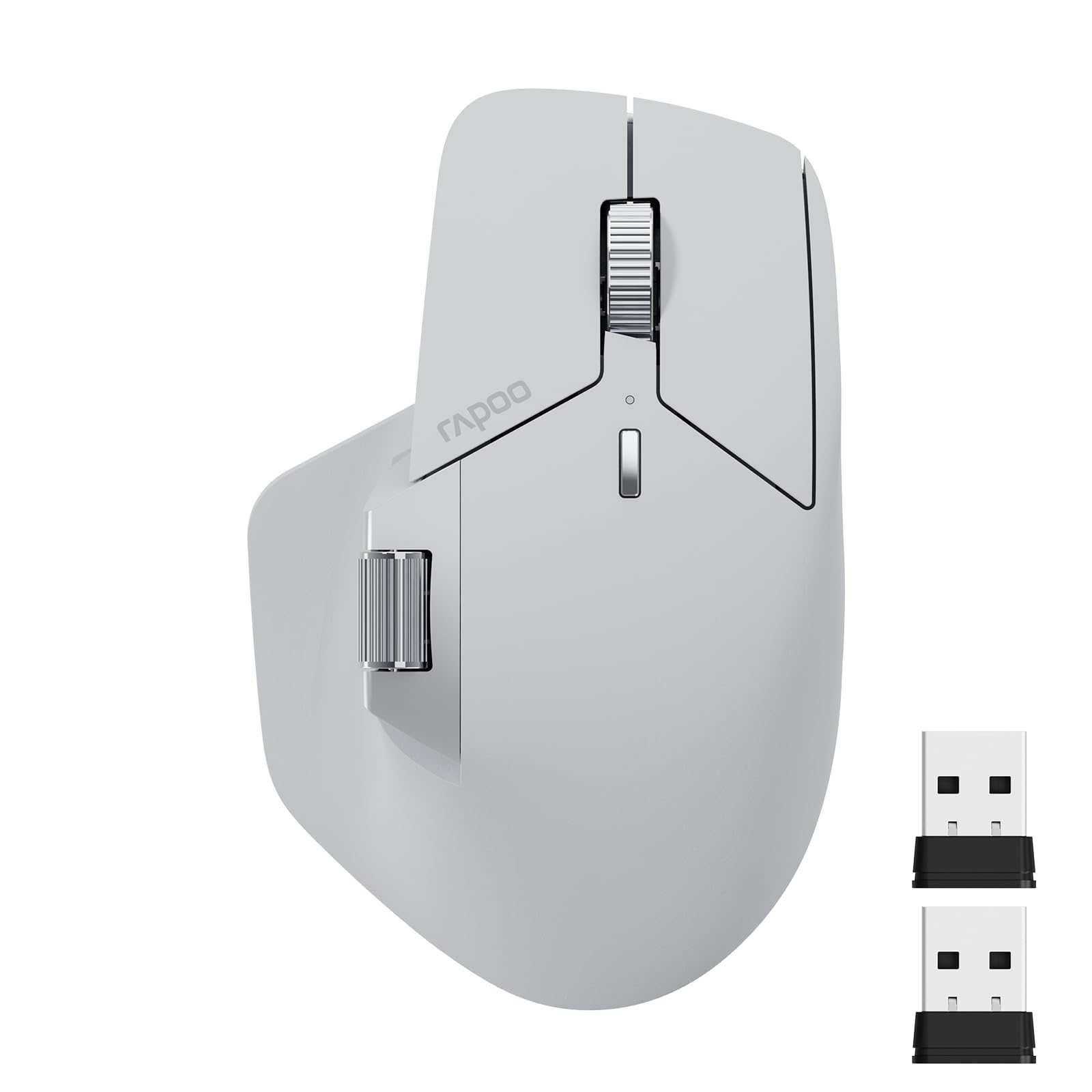 Rapoo Mt760 Multi Device Wireless Mouse, Bluetooth 5.0/3.0 And 2.4Ghz Tri Mode Connection, Up To 4 Devices, 11 Programmable Butt