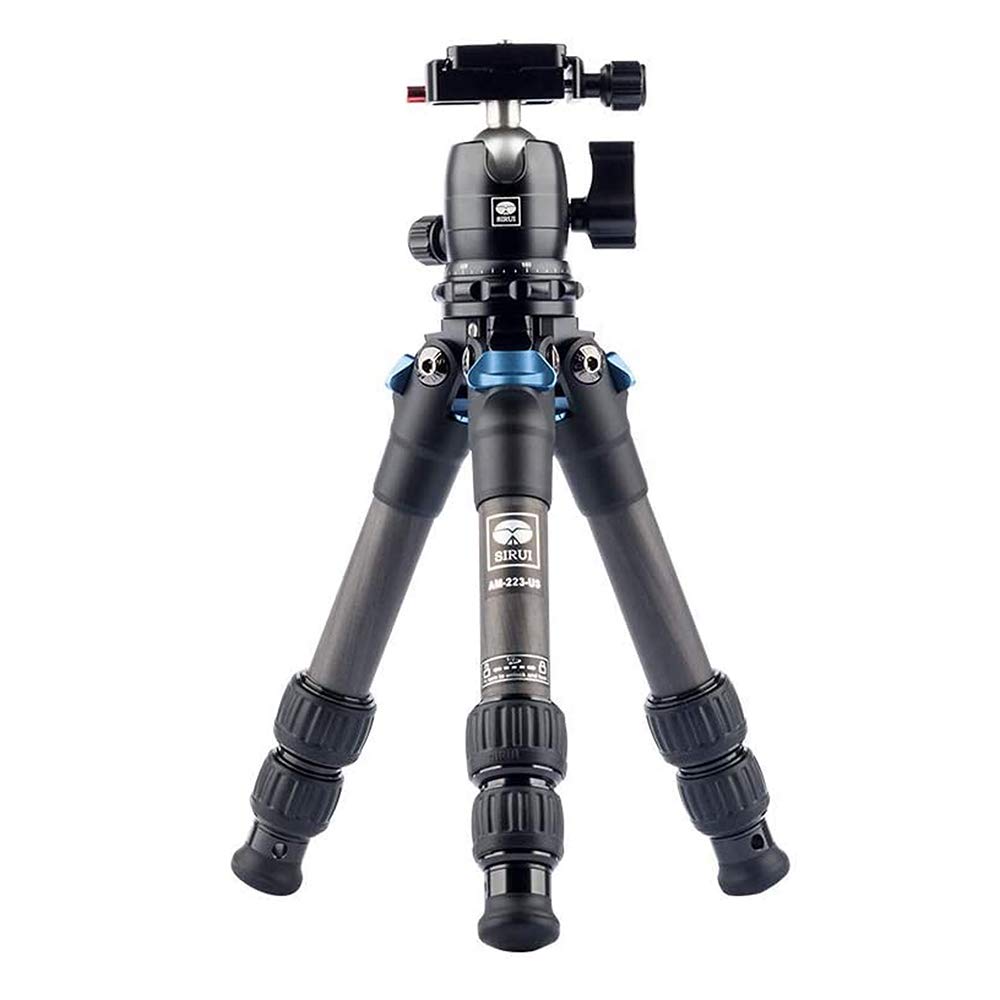 Sirui Am 223 Carbon Fiber Camera Tripod Mini Travel Compact Tripod With 360� B 00K Ball Head, Arca Swiss Quick Release Plate, Loads Up 15Kg, Max Height 16', Folded Height 12.1',Black