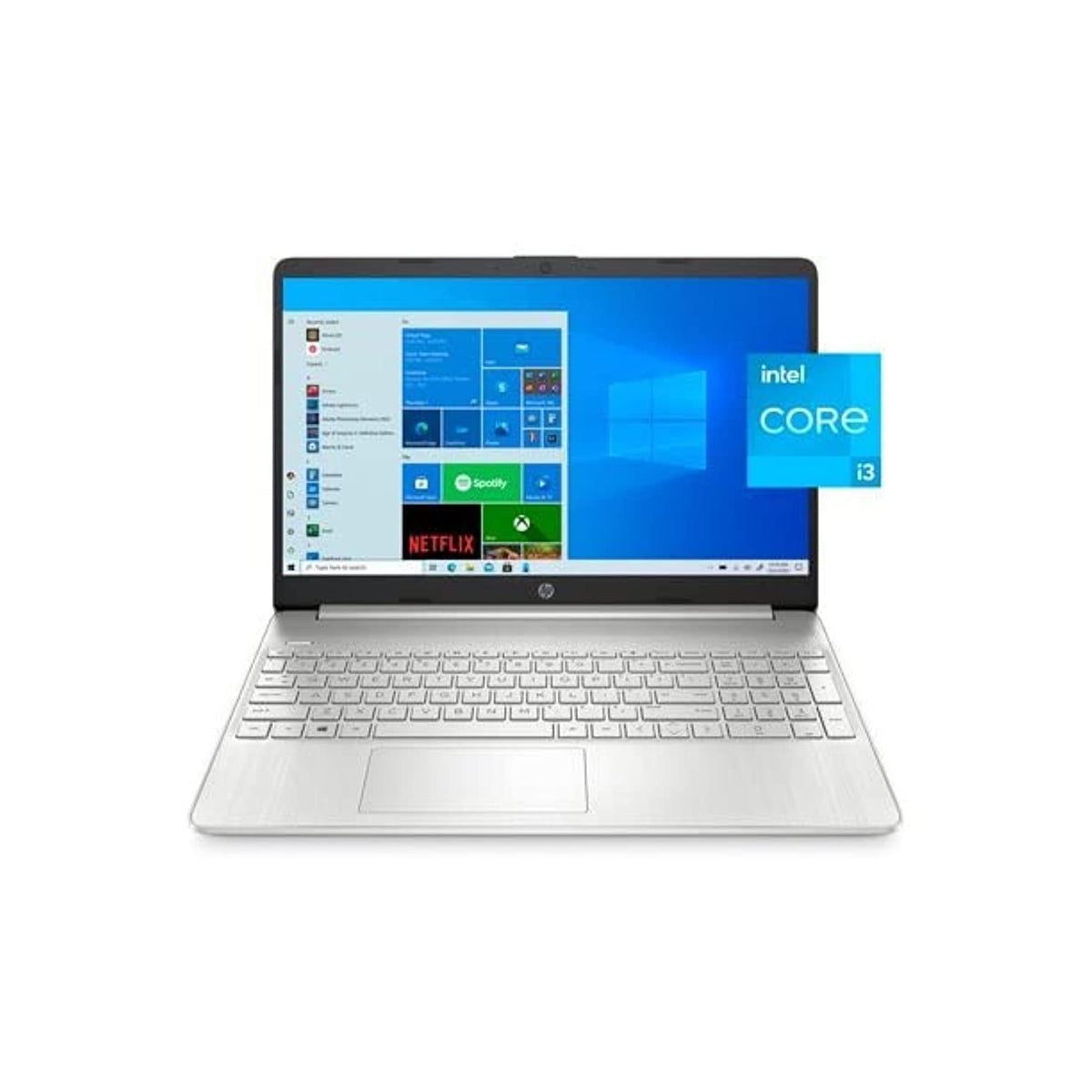 HP 15.6' Laptop, 11th Gen Intel Core i3 1115G4, 8GB DDR4 RAM, 256GB SSD, HDMI, Webcam, Wi Fi, Bluetooth, Windows 10 Home, Natural Silver, W/MD Accessories