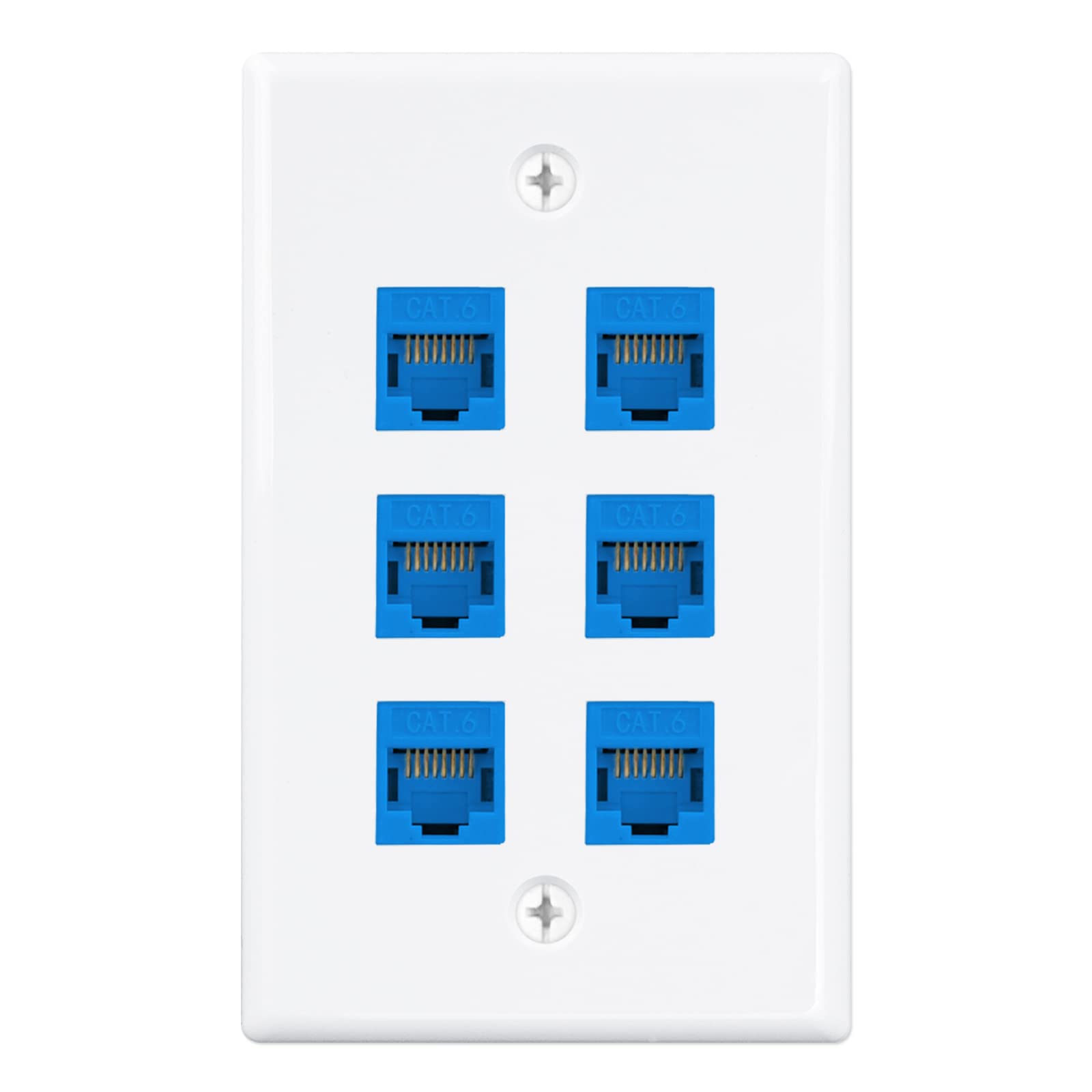 Iwillink (1 Pack) 6 Port Ethernet Wall Plate, Keystone Jack Wall Plate With Rj45 Keystone Inline Coupler Insert, Female To Femal