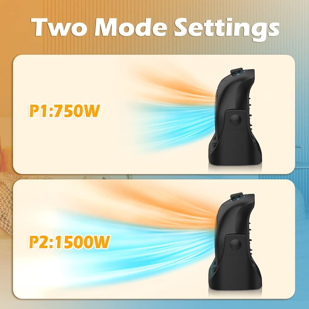 Lifeplus 2 In 1 Heater Fan Combo, Portable Cooling Desk Fan, Air Circulator Fan 45 Tilt, 2 Wind Speeds, 1500W Overheat Protectio