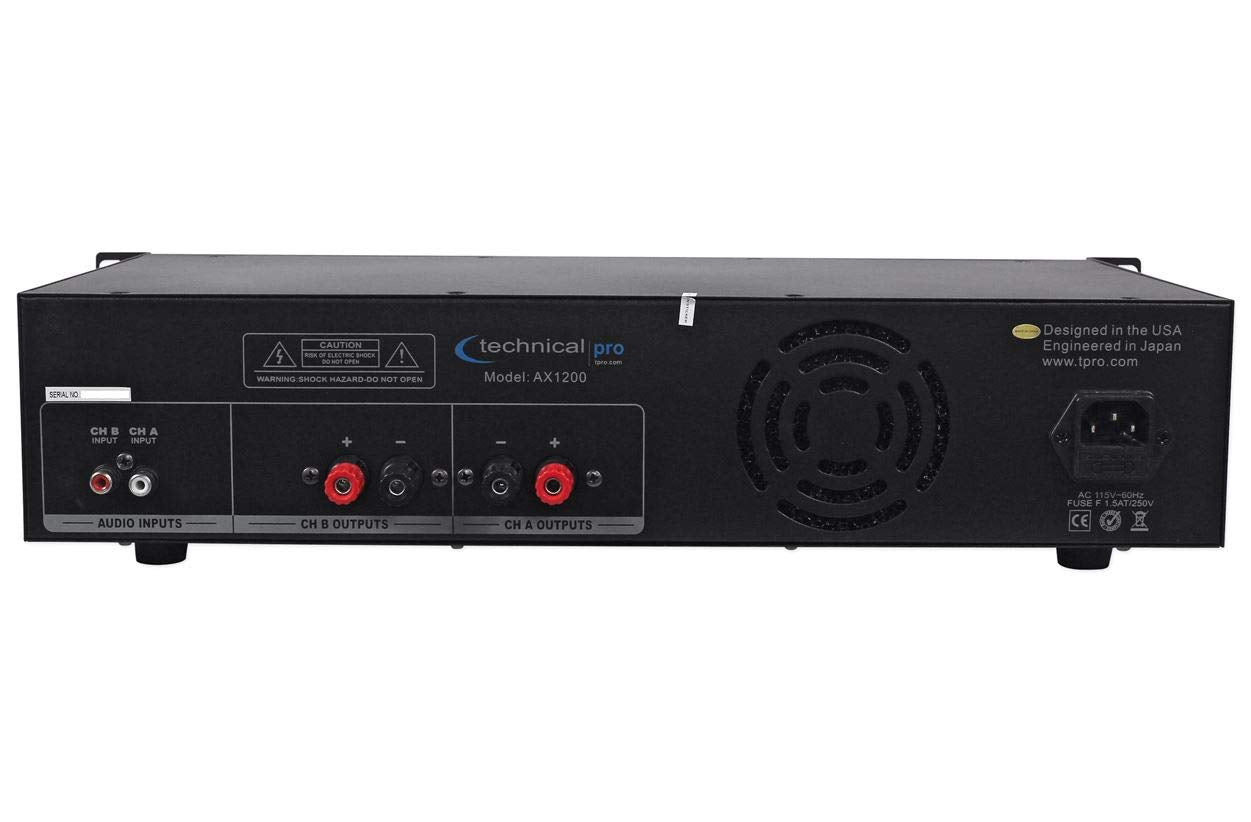 Technical Pro Ax1200 1200 Watt 2 Channel Amplifier 2U Rack Dj Power Amp