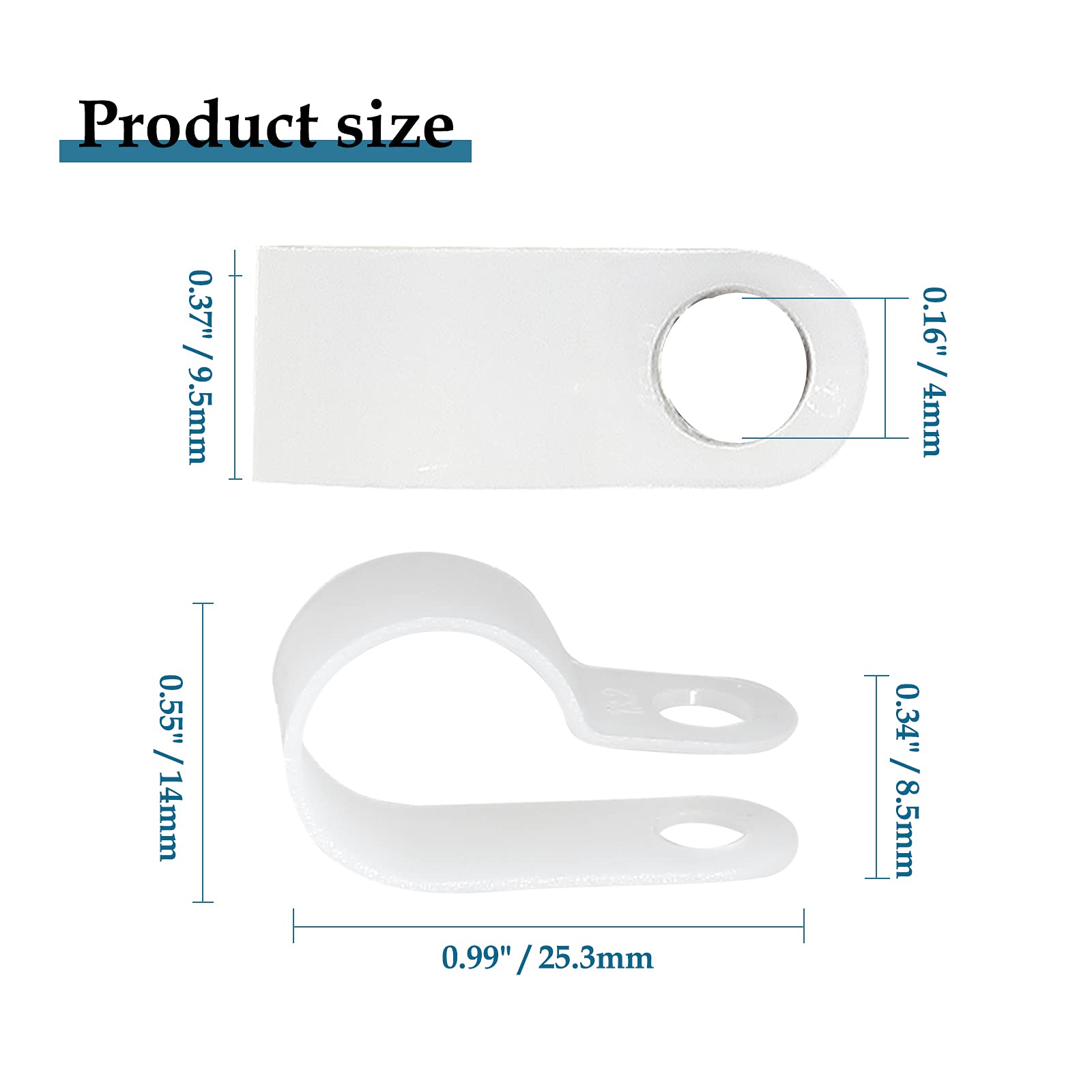 Rierdge R-Type Cable Clip Nylon 1/2 Inch Wire Clamp with Stainless Steel Screws