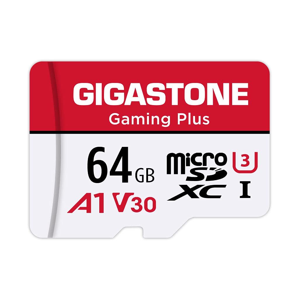 Gigastone 64GB Micro SD Card, Gaming Plus, Nintendo Switch Compatible, High Speed 90MB/s, 4K UHD Video Recording, Micro SDXC UHS I A1 V30 U1 Class 10