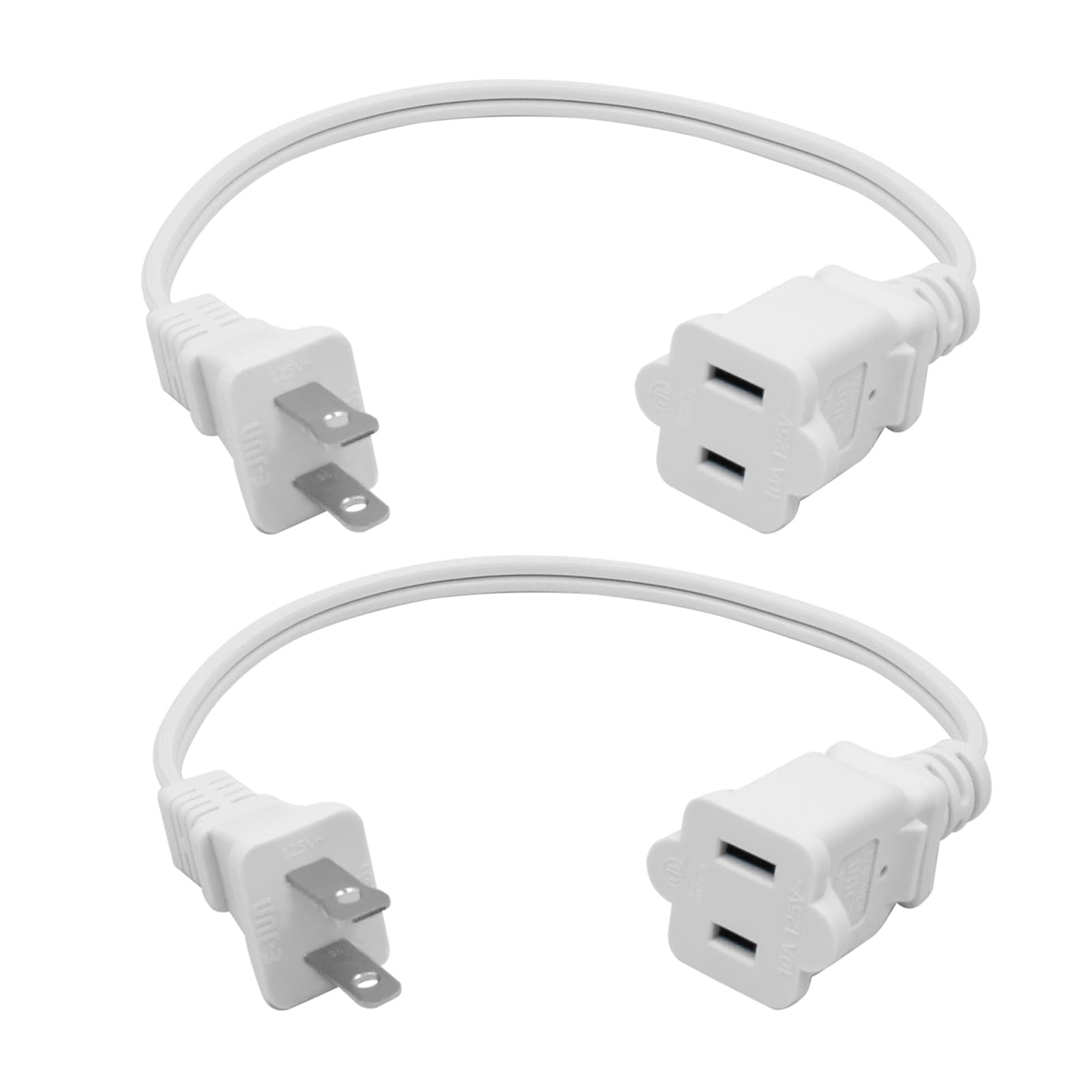 2 Prong Extension Cable 1 Ft,Flexible Small Power Cord 0.3M For Office Or Home,Us Male/Female White Power Cable For Nema 1 15P T