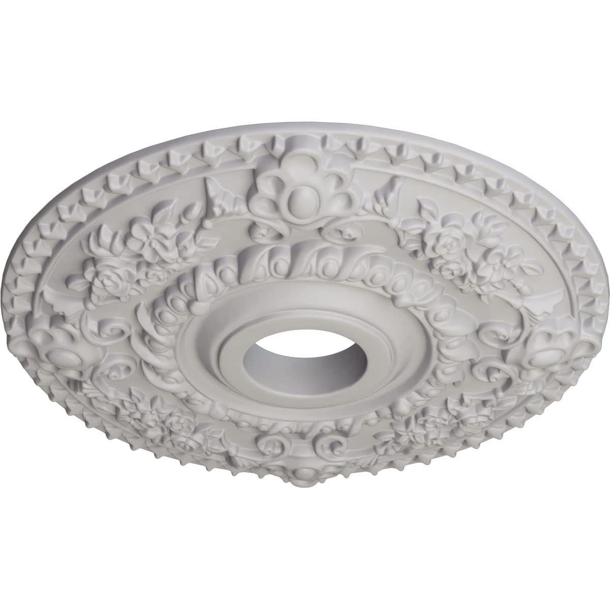 Ekena Millwork Cm18Rouwf Rose Ceiling Medallion, Ultra Pure White