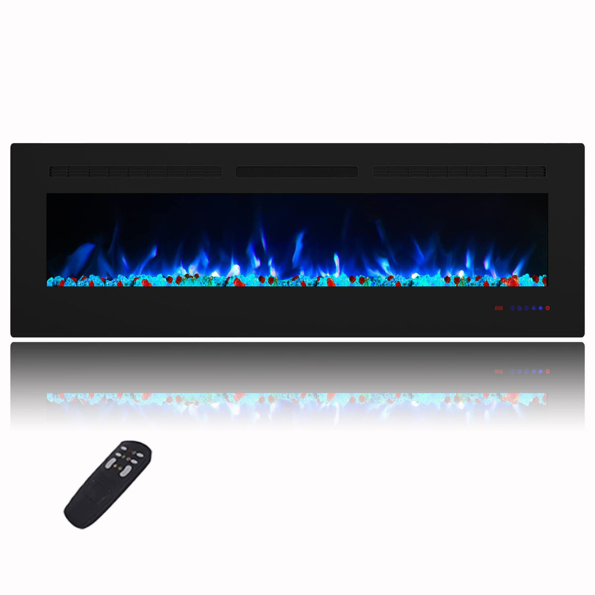 Masarflame 60 Inch Electric Fireplace, Recessed And Wall Mount Fireplace Heater, Quiet & Linear Fireplace Insert With 13  13 Adj