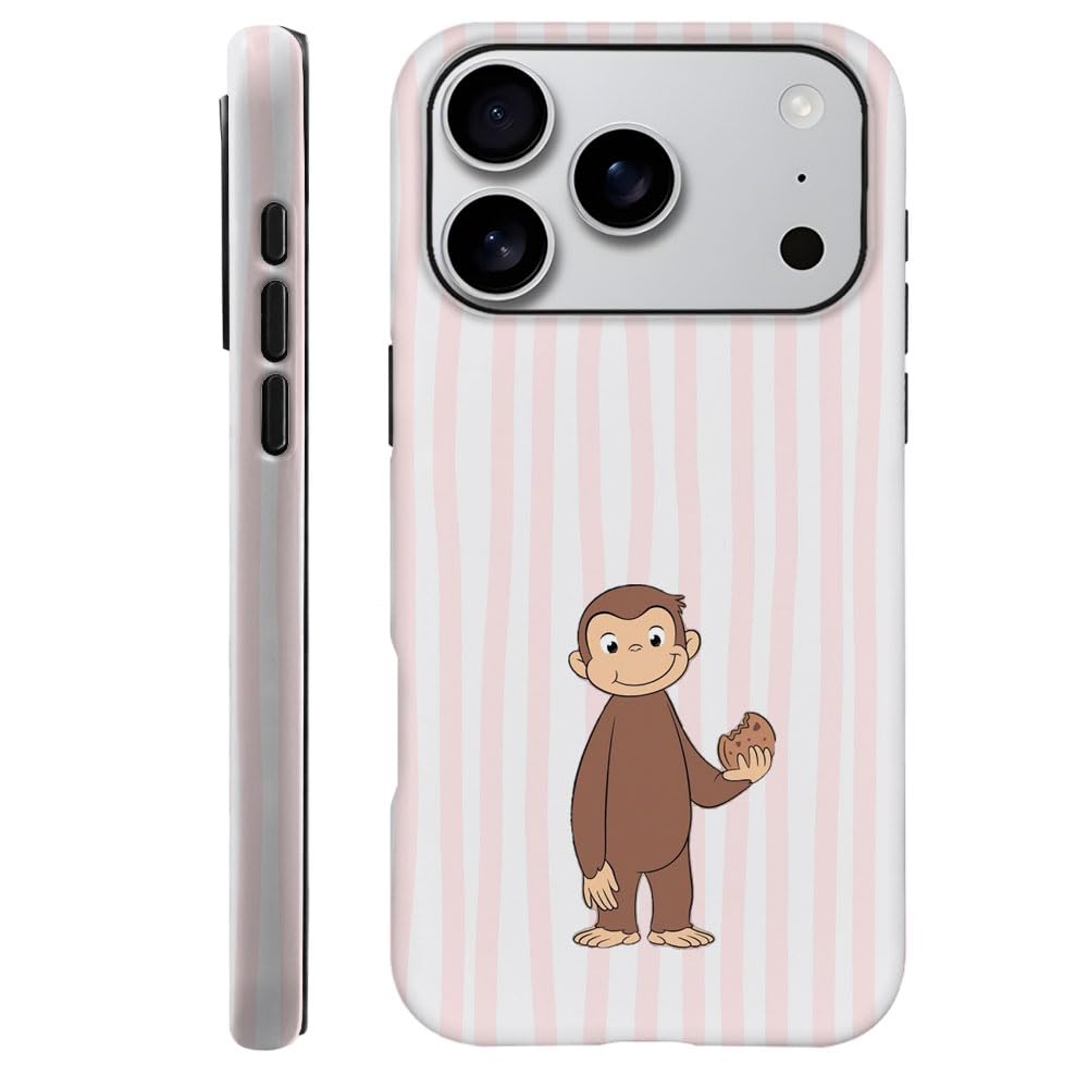 Case for iPhone 17 Pro - [Drop Protection Phone Cover] - Hybrid Case for Girl Women - Funny Monkey Stripes 04