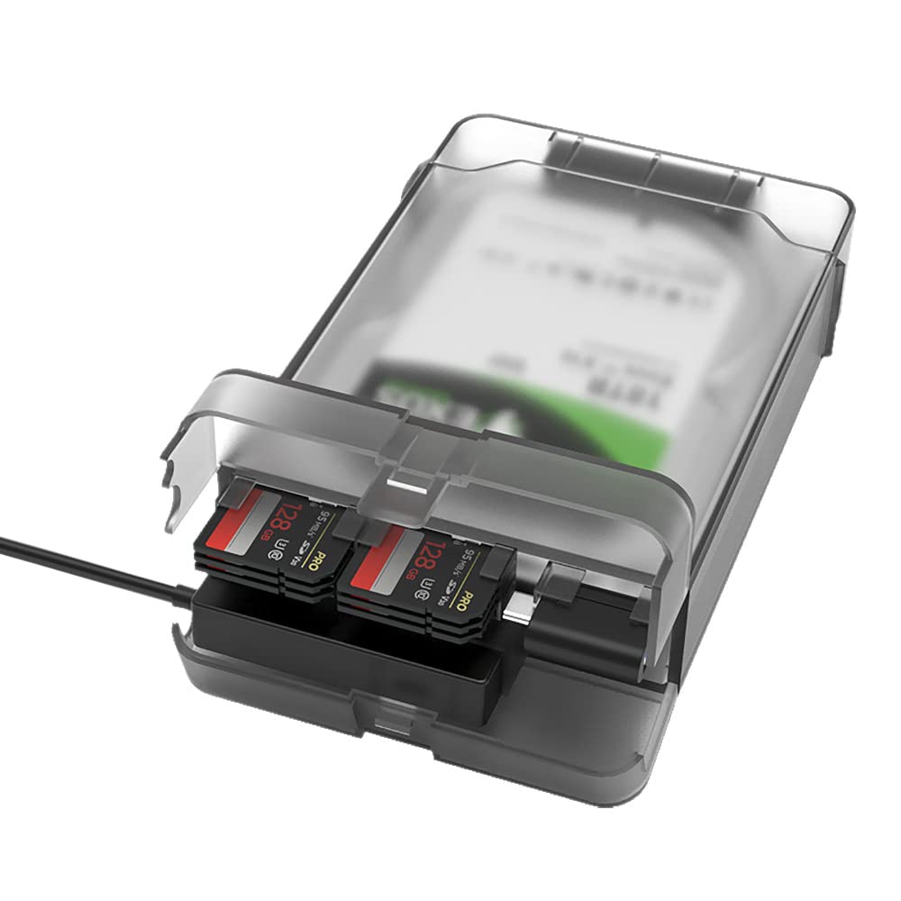 Maiwo External Hard Drive Enclosure For 2.5 3.5 Inch Sata Ssd Hdd With Sd Card Storage And Cd Box Reader, 16Tb Capacity, 5Gbps Speed