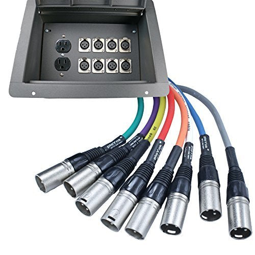 Pro Audio Stage Recessed Floor Box With 110V Electric And Xlr Connections (8 Xlr, Pre Wired)