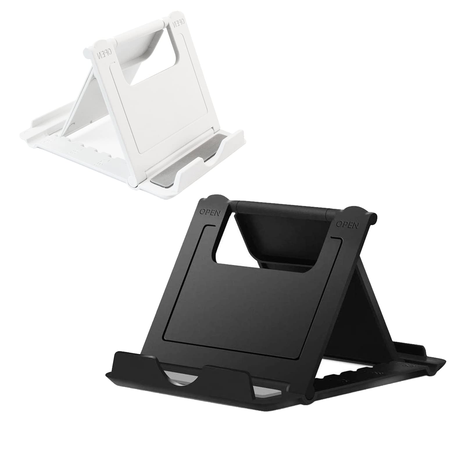 Kemoxan 2 Pack Portable Cell Phone Stand Holder For Desk, Foldable Pocket-Sized Mount, Universal Adjustable Desktop Mobile Phone