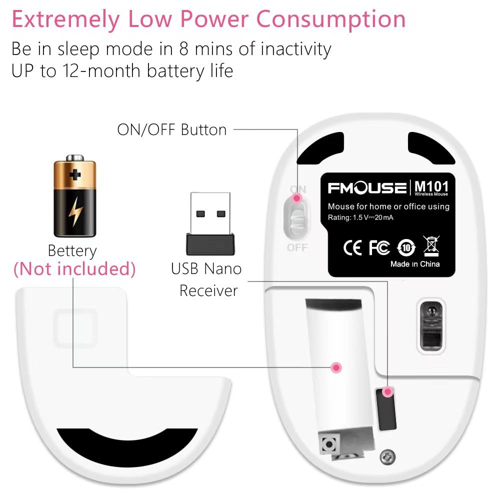 Juhoo Wireless Mouse With Nano Receiver For Pc, Laptop, Notebook, Computer, Macbook, Less Noise, Portable Mobile Optical Mice