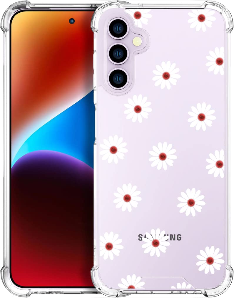 Endiy Samsung Galaxy S23 Case Flower Floral For Women Girls Girly Cute Designer Phone Case Clear With Design, Compatible With Sa