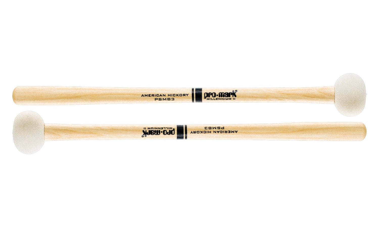 ProMark Bass Drum Mallets - PSMB3 Performer Series Special Extra Dense Felt Head - Ideal for 24-26 inch Bass Drums - American Hi