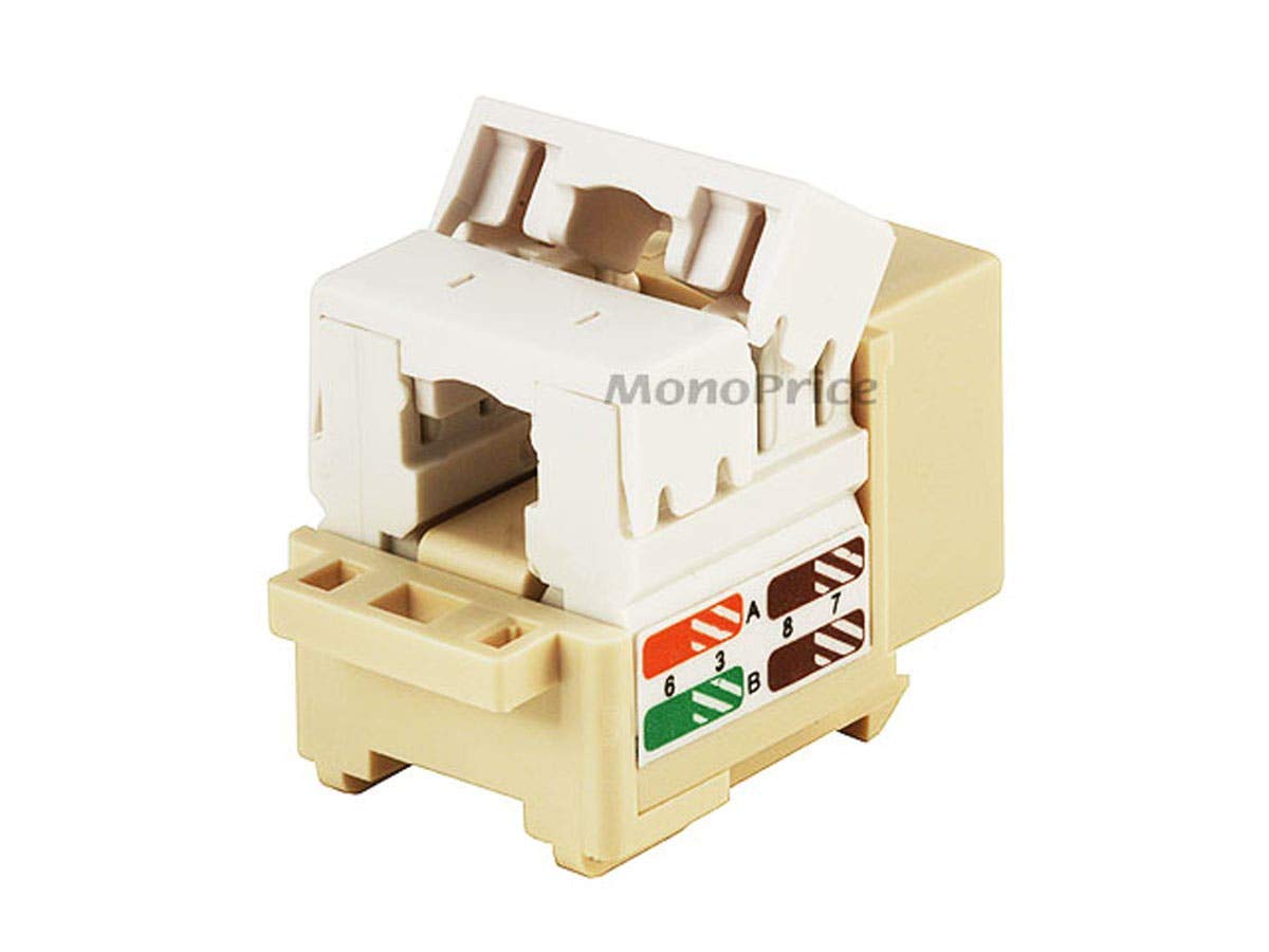 Monoprice Cat5E Punch Down Keystone Jack   For 22 24Awg Solid Wire, Beige