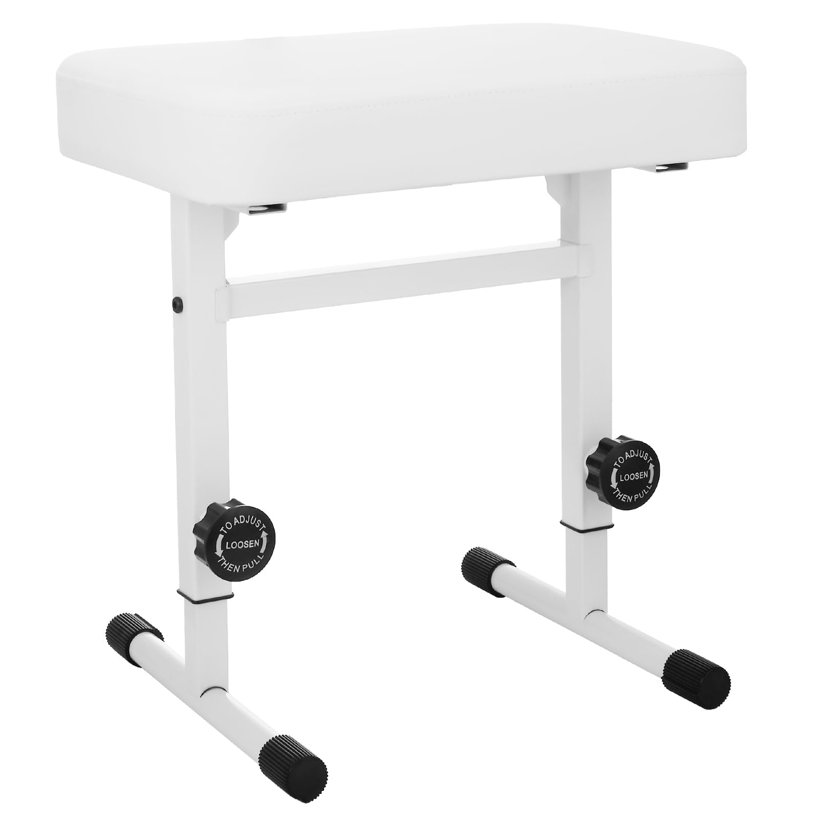Tentoten Adjustable Height Piano Bench, Comfortable Padded Seat For Keyboard & Piano Stool, White
