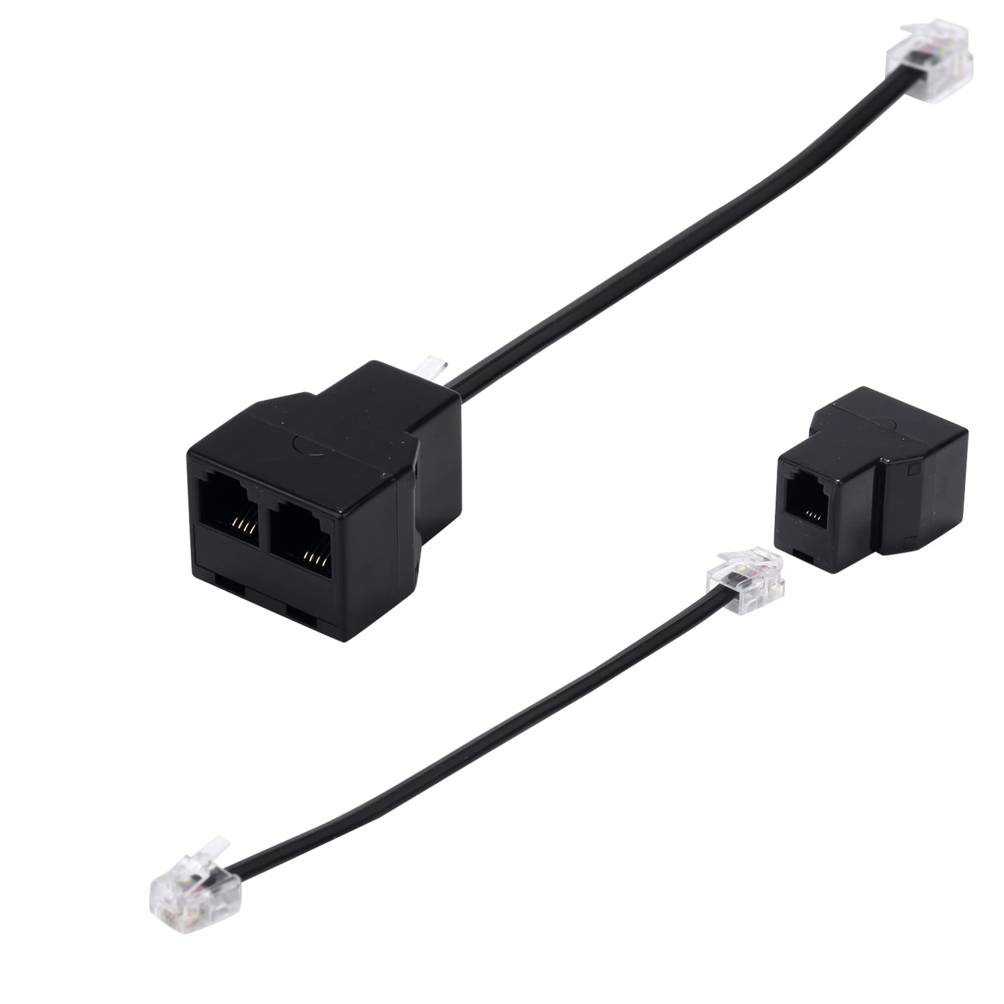 Ubramac Phone Line Splitter, Telephone Splitter,With Rj11 6P4C Plugs,Suitable For Telephone,Fax Machine,Biacke 2 Pack
